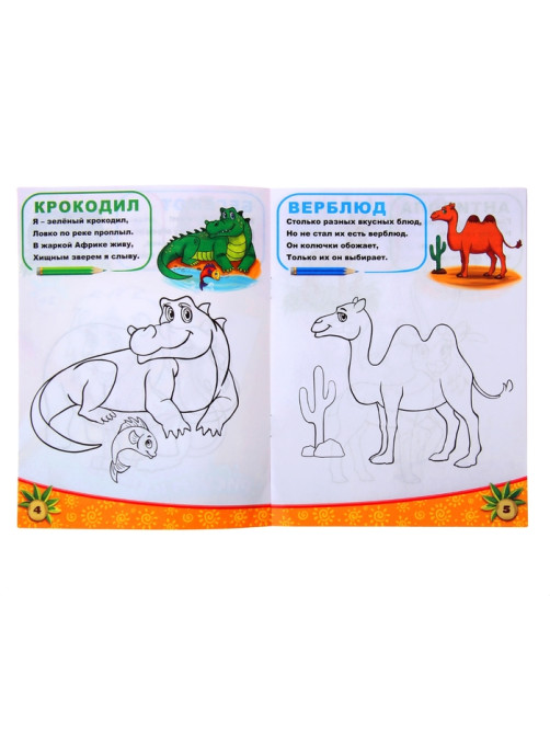 Раскраска «Животные южных стран», 12 стр.