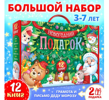 Подарок на Новый год для детей «Большой новогодний подарочный набор», 12 книг, грамота, письмо Деду Морозу