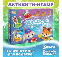 Подарочный набор активити - книжек «Волшебство под Новый Год», 3 книги, 8 макси пазлов