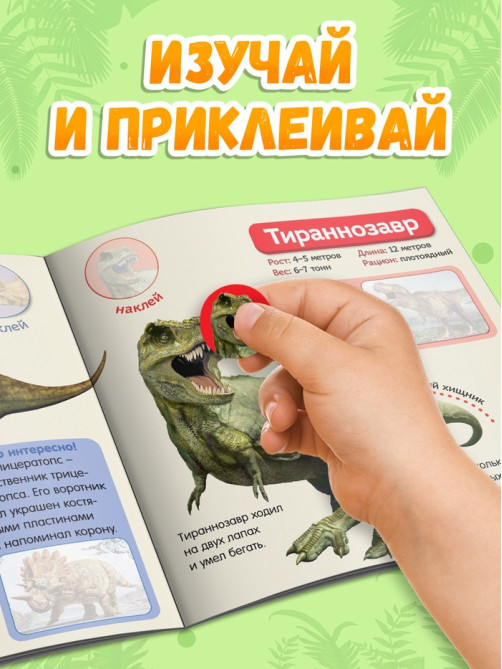Наклейки «Мир динозавров», 12 стр.