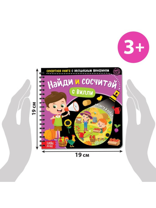 Секретная книга с волшебным фонариком «Найди и сосчитай с Вилли», 22 стр.
