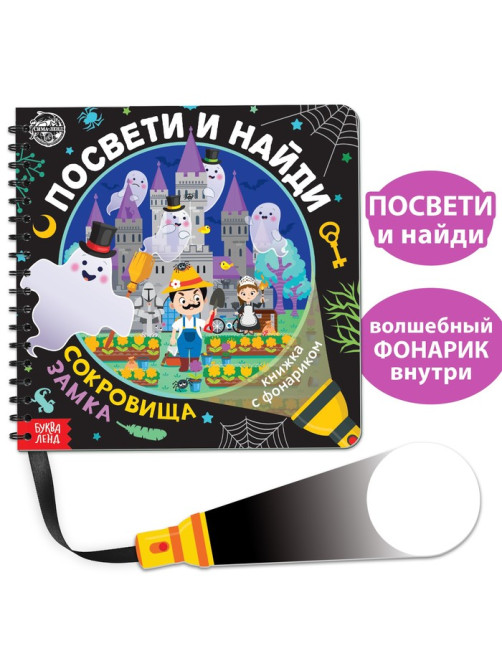 Секретная книга с фонариком «Посвети и найди. Сокровища замка»