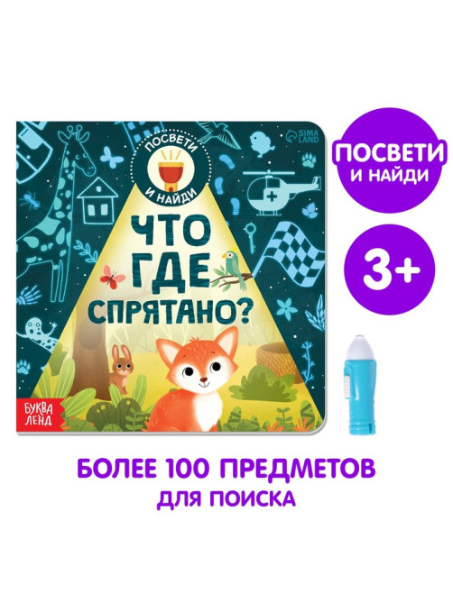 Книга с фонариком «Что где спрятано?», 24 стр.