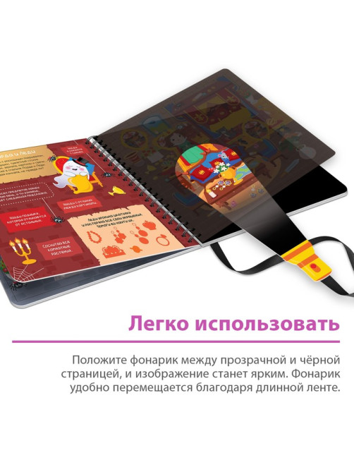 Секретная книга с фонариком «Посвети и найди. Сокровища замка»