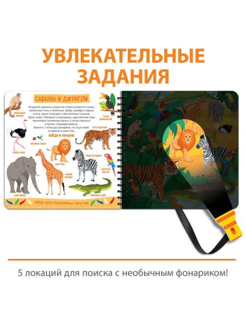 Секретная книга с волшебным фонариком «Зооленд», 22 стр.