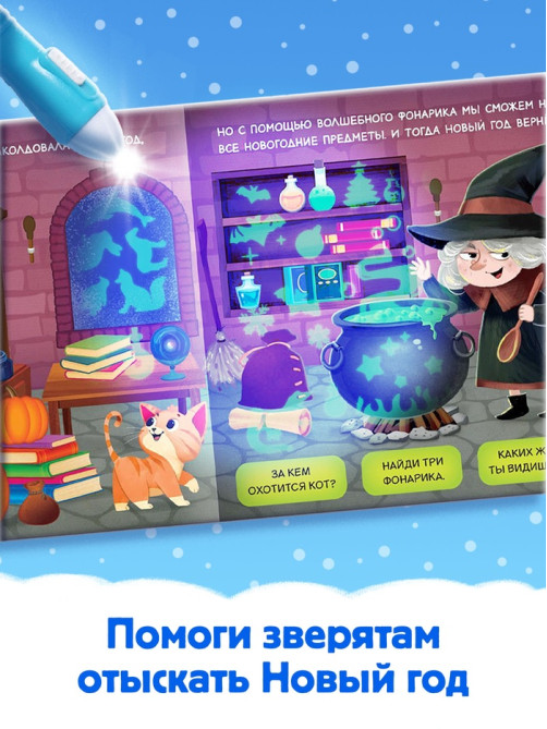 Книга с фонариком «Куда пропал Новый год?», 24 стр.