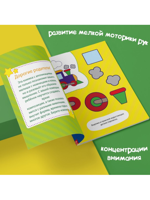 Книги - аппликации «Первые аппликации», набор 6 шт. по 20 стр.