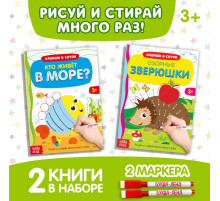 Книги многоразовые с маркером «Напиши и сотри. Развиваем мелкую моторику», набор 2 шт. по 12 стр.
