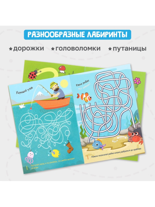 Книги с маркером «Напиши и сотри. Лабиринты и путаницы», набор 2 шт. по 12 стр., многоразовые