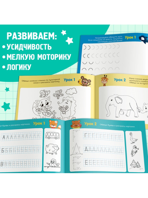 Прописи для дошкольников, набор 6 шт. по 16 стр., виды МИКС