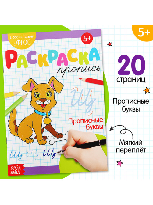 Раскраска пропись «Прописные буквы», 20 стр.