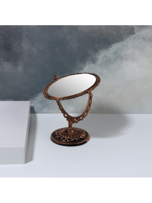 Зеркало декоративное, с увеличением, двустороннее, 13×19 см, (8.5×12.1 см), цвет бронзовый