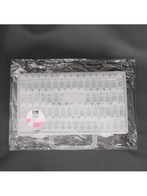 Органайзер для хранения мелочей, 64 баночки, 13×22×5 см, с наклейками, прозрачный