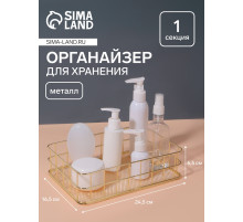 Органайзер для хранения косметических принадлежностей «РАФАЭЛЬ», 24.5×16.5×6.5 см, цвет золотистый