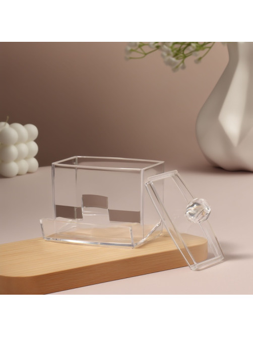 Органайзер для ватных палочек, с крышкой, 9×7×10 см, прозрачный