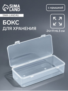 Бокс для хранения, с крышкой, 24×11×6.3 см, прозрачный