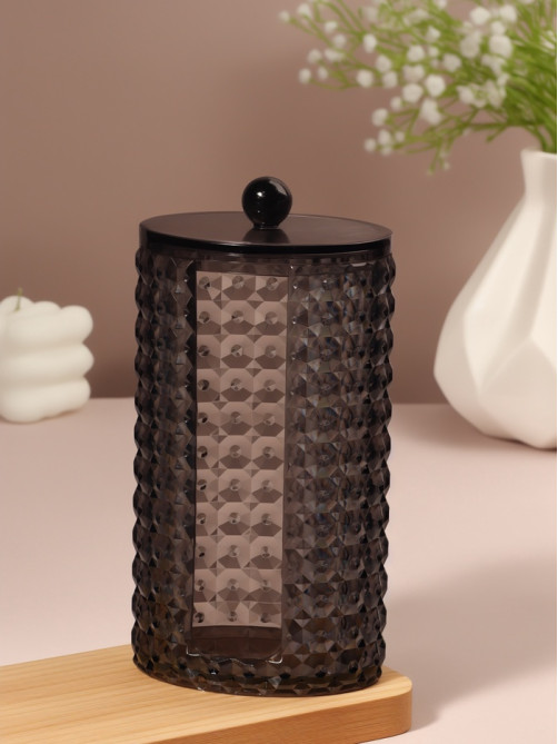 Органайзер для ватных дисков «Black Secret», с крышкой, 18×10×7.5 см, чёрный