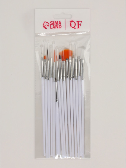 Набор кистей для наращивания и дизайна ногтей, 15 шт., белый