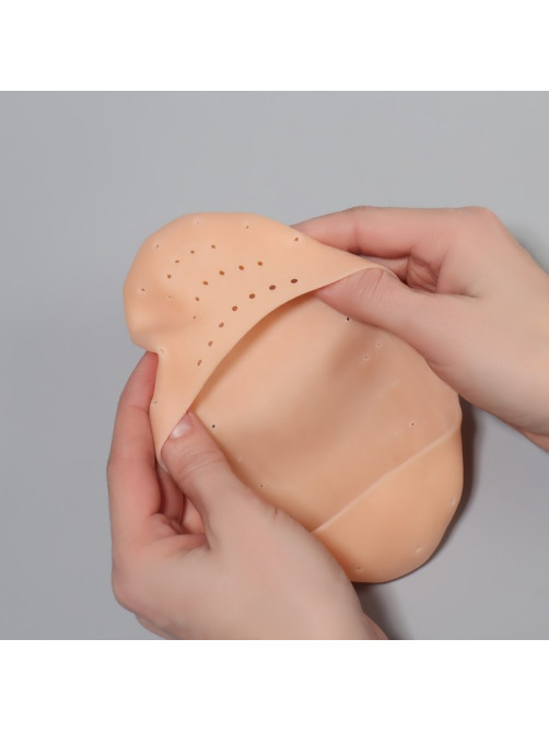 Носочки для педикюра, силиконовые, с перфорацией, 18×8 см, бежевые