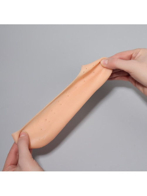 Носочки для педикюра, силиконовые, с перфорацией, 18×8 см, бежевые