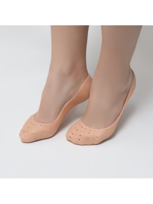 Носочки для педикюра, силиконовые, с перфорацией, 18×8 см, бежевые
