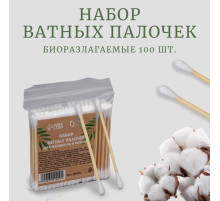Ватные палочки на деревянной основе, 7 см, 100 шт.