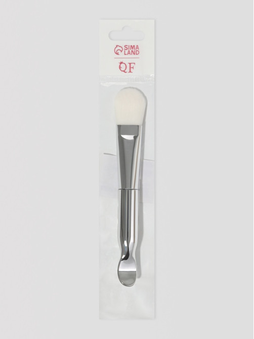 Кисть для масок SILVER, с лопаткой, 14(±1) см, серебристая, белая
