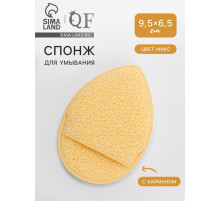 Спонж для умывания «Капелька», 9×6 см, с карманом, МИКС