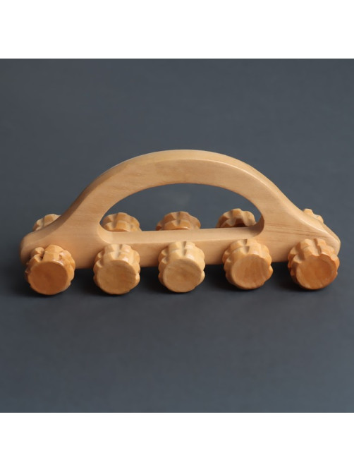Массажёр «Гусеница», 18×5.5×8 см, 10 колёс, деревянный