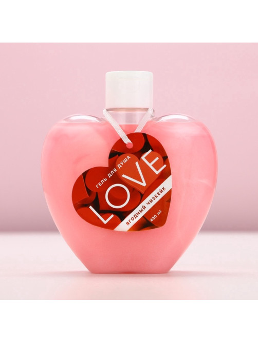 Гель для душа Love, 430 мл, аромат ягодного чизкейка, Чистое счастье