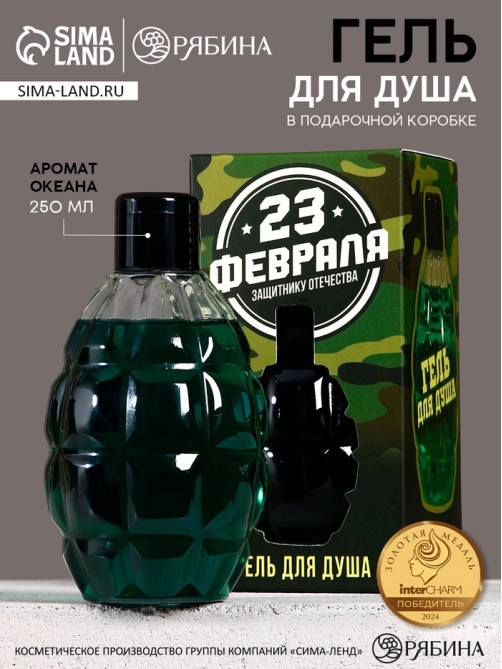 Гель для душа мужской «С 23 Февраля!», 250 мл, аромат океана, HARD LINE