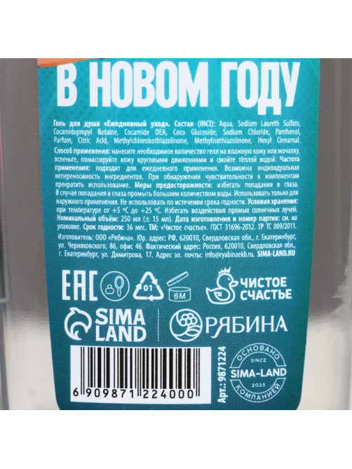 Гель для душа «Побед в Новом Году!», 250 мл, аромат мужского парфюма, Чистое счастье