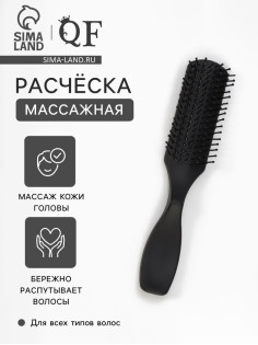 Расчёска массажная, 3.5×16.5(±1) см, чёрная