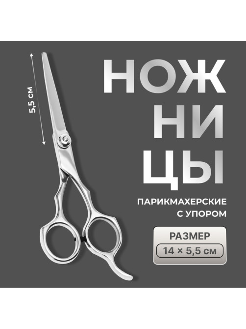 Ножницы парикмахерские с упором, лезвие — 5.5 см, серебристые