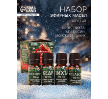 Новогодний набор эфирных масел «Ароматной баньки», в подарочной коробке, апельсин, кедр, пихта, можжевельник, 4 шт. по 10 мл
