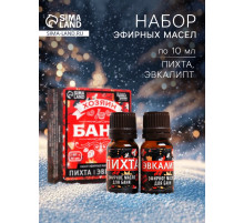 Набор эфирных масел «Хозяин бани», в подарочной коробке, пихта, эвкалипт, 2 шт. по 10 мл