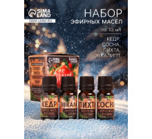Новогодний набор эфирных масел «С Новым Годом!», в подарочной коробке, пихта, эвкалипт, кедр, сосна, 4 шт. по 10 мл