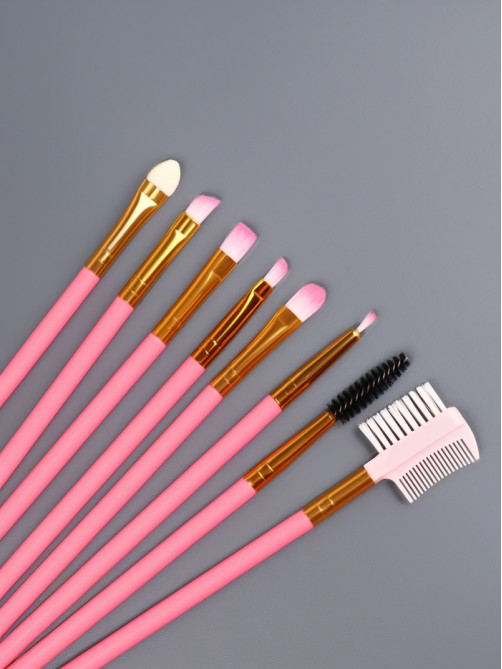Набор кистей для макияжа COLOR POWER pink, 12 шт., футляр, розовый