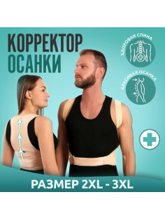Массажёр - фиксатор для осанки и поясницы, на фастексах, размер 2XL-3XL, бежевый