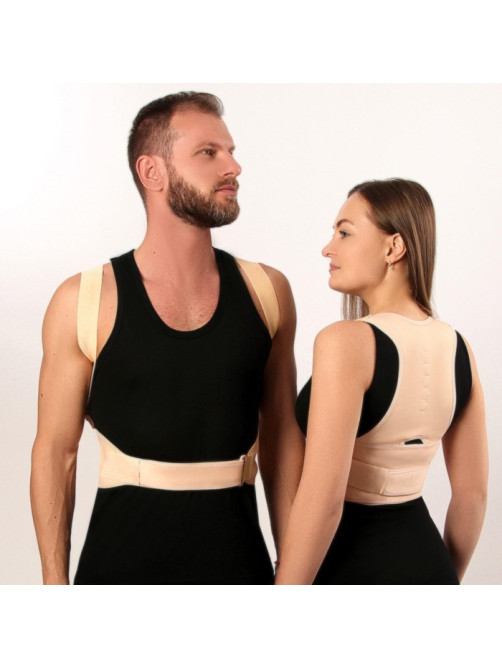 Массажёр - фиксатор для осанки и поясницы, на фастексах, размер 2XL-3XL, бежевый