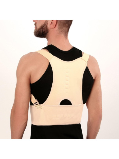 Массажёр - фиксатор для осанки и поясницы, на фастексах, размер 2XL-3XL, бежевый