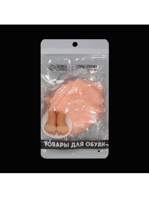 Корректоры - разделители для пальцев ног, на манжете, дышащие, 4 разделителя, силиконовые, 8×7 см, пара, бежевые