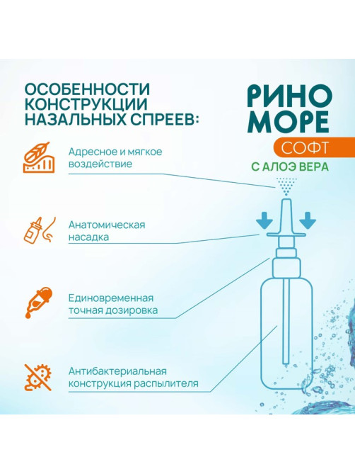 Спрей назальный РиноМоре Софт, с алое вера, 100 мл