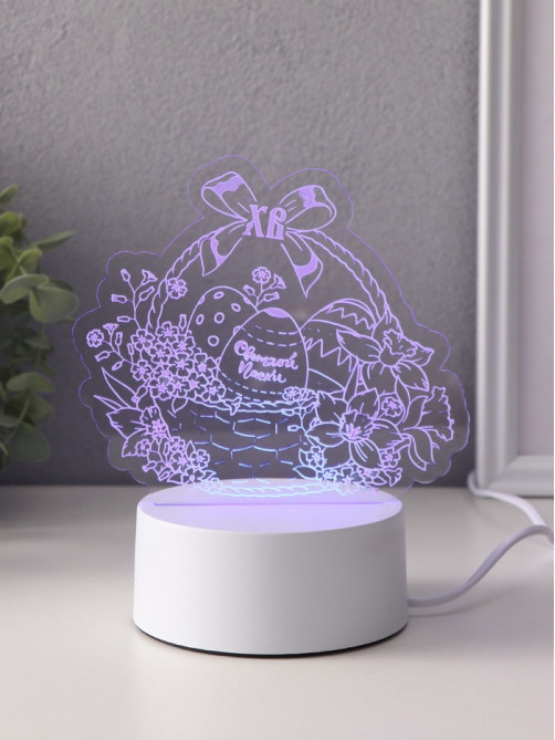 Светильник 3D RISALUX «Пасхальная корзинка», LED-ночник, RGB, от сети, 9.5×17×16.3 см