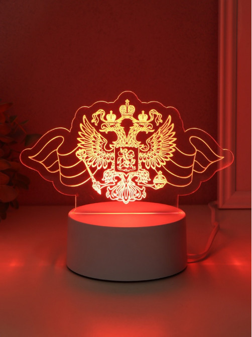 Светильник 3D RISALUX «Герб», LED-ночник, RGB, от сети, 9.5×16×9.9 см