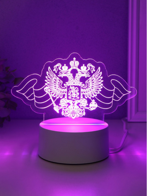 Светильник 3D RISALUX «Герб», LED-ночник, RGB, от сети, 9.5×16×9.9 см