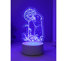Светильник 3D RISALUX «Суслик и ромашка», LED-ночник, RGB, от сети, 9.5×10.1×17 см