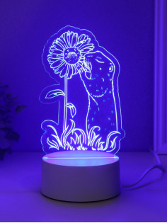 Светильник 3D RISALUX «Суслик и ромашка», LED-ночник, RGB, от сети, 9.5×10.1×17 см