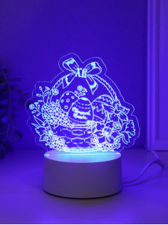 Светильник 3D RISALUX «Пасхальная корзинка», LED-ночник, RGB, от сети, 9.5×17×16.3 см