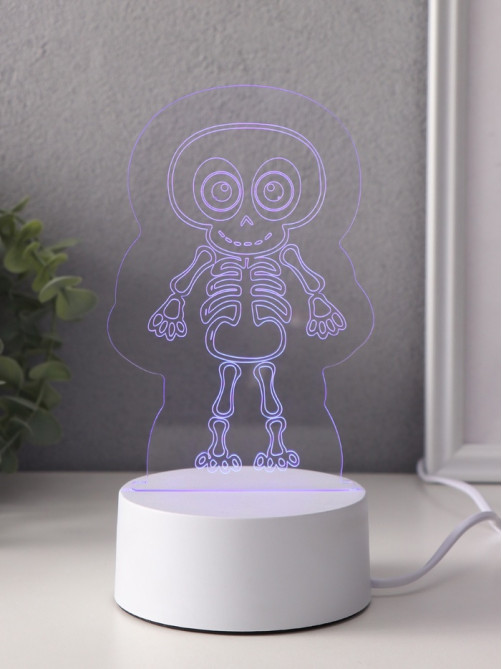 Светильник 3D RISALUX «Скелетик», LED-ночник, RGB, от сети, 9.5×8.5×14.8 см